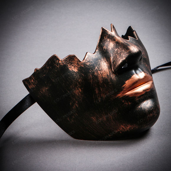 Unpainted Lower Half Face Costume Masks Masquerade - Black Copper - Picture 4 of 4